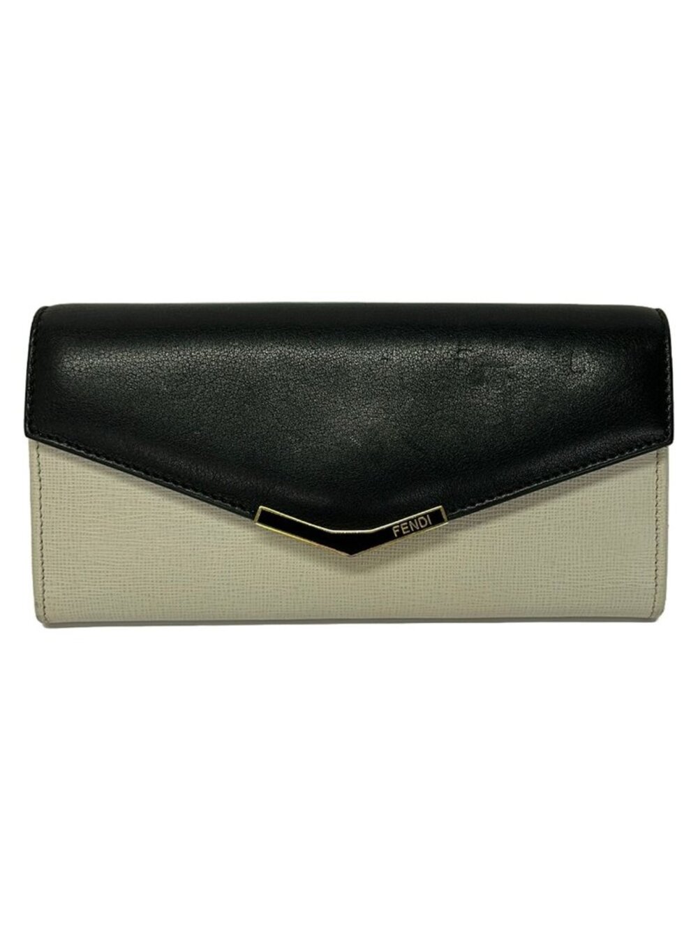 Fendi Wallet Toujours Light Gray Black Leather